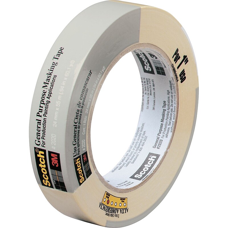 Scotch Masking Tape, 0.94" x 60 yds., Beige (2020-1A-BK) image 1