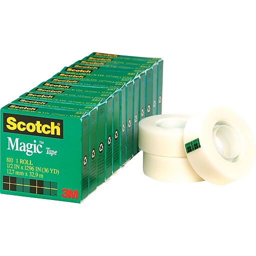 Scotch® Magic™ Tape Refill, Invisible, Write On, Matte Finish, 1/2" x