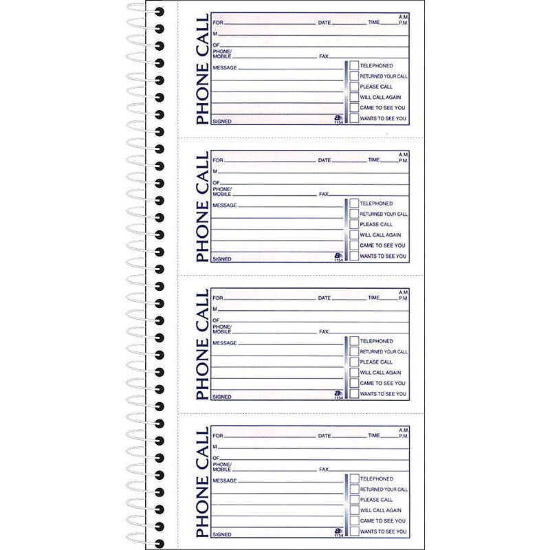 Adams Phone Message Pad, 5.5" x 11", White, 100 Sheets/Pad, 2 Pads/Pack (SC1154-2D) image 1