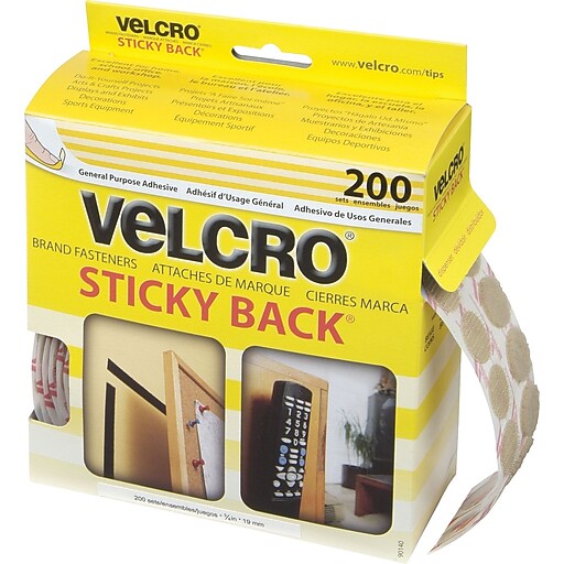VELCRO® Brand Sticky Back™ Coins 3/4" Beige, 200 sets Staples