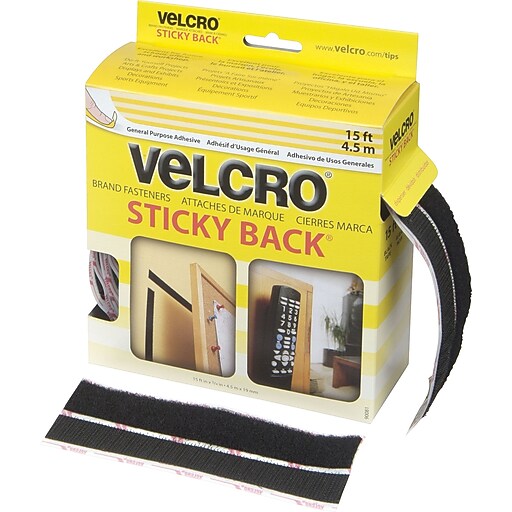 VELCRO® Brand Sticky Back™ Tape, Black, 15 ft. Staples