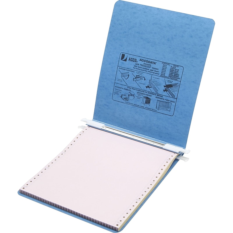 ACCO PRESSTEX® Covers with Storage Hooks Data Binder, Light Blue, 11" x 14 7/8", 6" (Ring Diameter) image 1