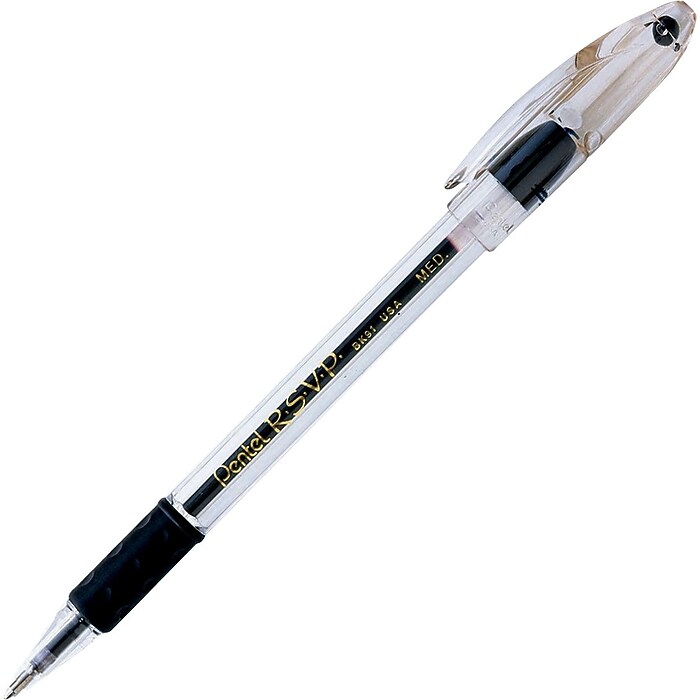 Pentel R.S.V.P. Ballpoint Pens, Medium Point, Black Ink, 24/Pack