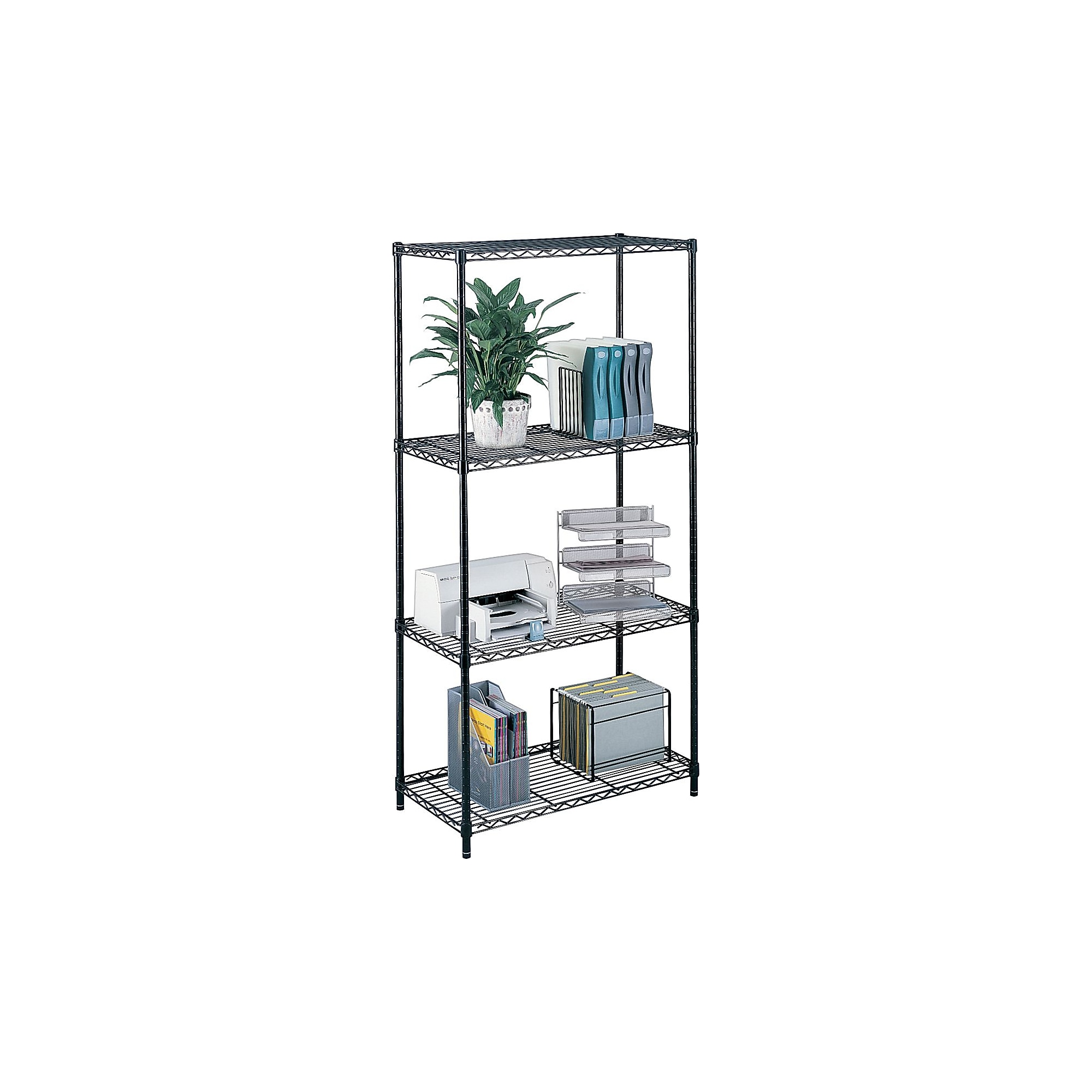 Safco Industrial Add-On Unit 4-Shelf Wire, 48.03″, Black (5292BL) Sansujyuku sansujyuku.com