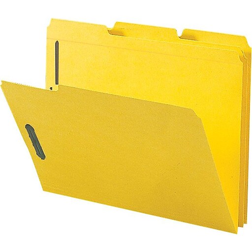 Staples Colored Reinforced Tab Fastener Folders, Letter, Yellow, 50/Box