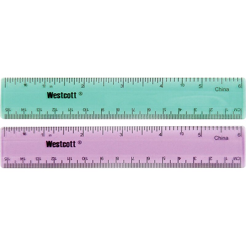 Wescott® 6" Translucent Plastic Ruler, 2/Pack image 1