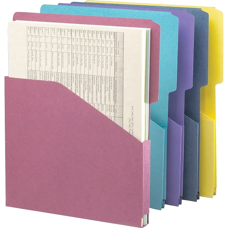 Smead Organized Up 10% Recycled File Jacket, 1" Expansion, Letter Size, Assorted, 5/Pack (75445) image 1
