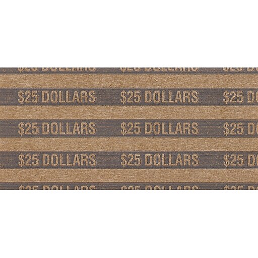 CoinTainer® Flat Tubular Dollar Coin Wrappers, Gray, 25, 1000/Box