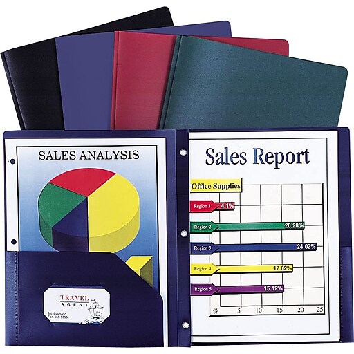 Staples Poly 2Pocket Folder w/Prong Fasteners, Burgundy, Each (21644