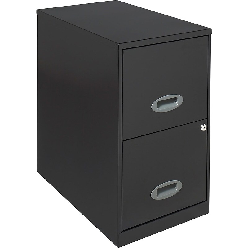 Office Designs Vertical File Cabinet, 22", 2- Drawer, Letter Size, Black image 1