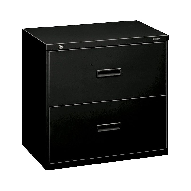 HON Lateral File, 2 Drawers, Molded Pull, 30"W, Black Finish (BSX432LP) image 1