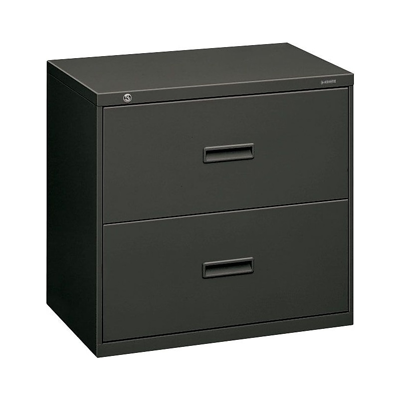 HON 400 Series 2-Drawer Lateral File Cabinet, Letter/Legal Size, Lockable, 28.375"H x 30"W x 19.25"D, Charcoal (HON432LS) image 1