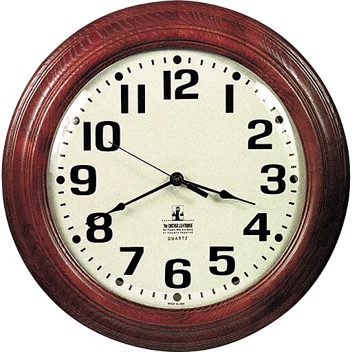 Shop Staples for Hardwood Battery Operated Wall Clock, Mahogany, 16"