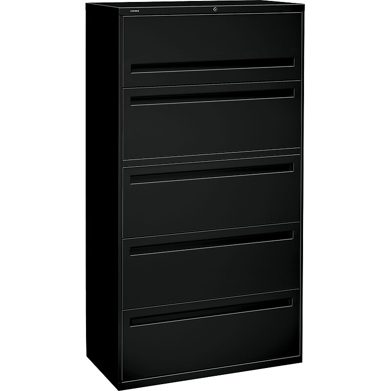 HON Brigade® 700 Series Lateral File, 5-Drawer, 67Hx36Wx19-1/4"D, Black image 1