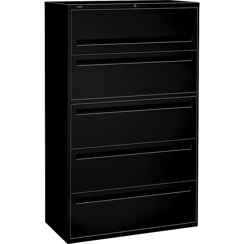 HON Brigade 700 Series 5-Drawer Lateral File Cabinet, Letter/Legal, Black, 42" (HON795LP) image 1