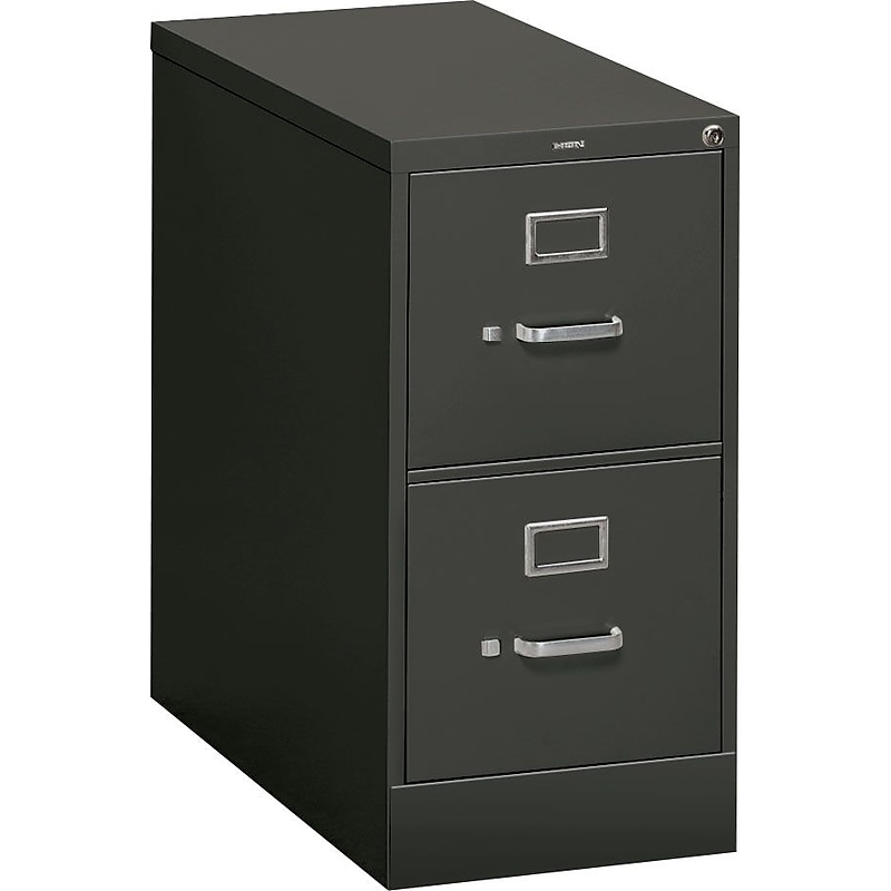 HON 310 Series Vertical File Cabinet, Letter, 2-Drawer, Charcoal, 26 1/2"D image 1