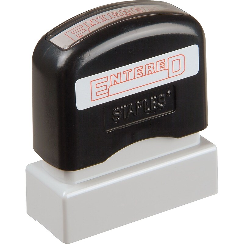 Offistamp Pre-Inked Stamp, ENTERED, Red Ink (034520) image 1