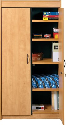 Star Kraz Locking Storage Cabinet, Candlelight Oak | Staples
