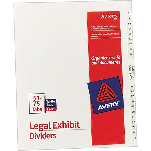 Avery® Legal Exhibit Dividers, 5175 Staples