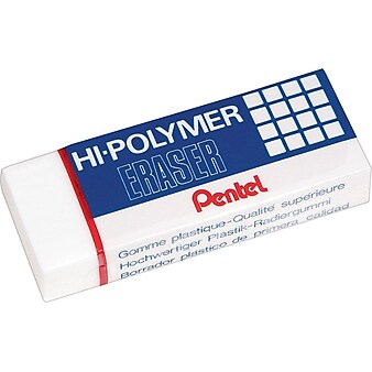 Pentel Hi-Polymer Latex Free Block Eraser, White, 3/Pack (ZEH10BP3)