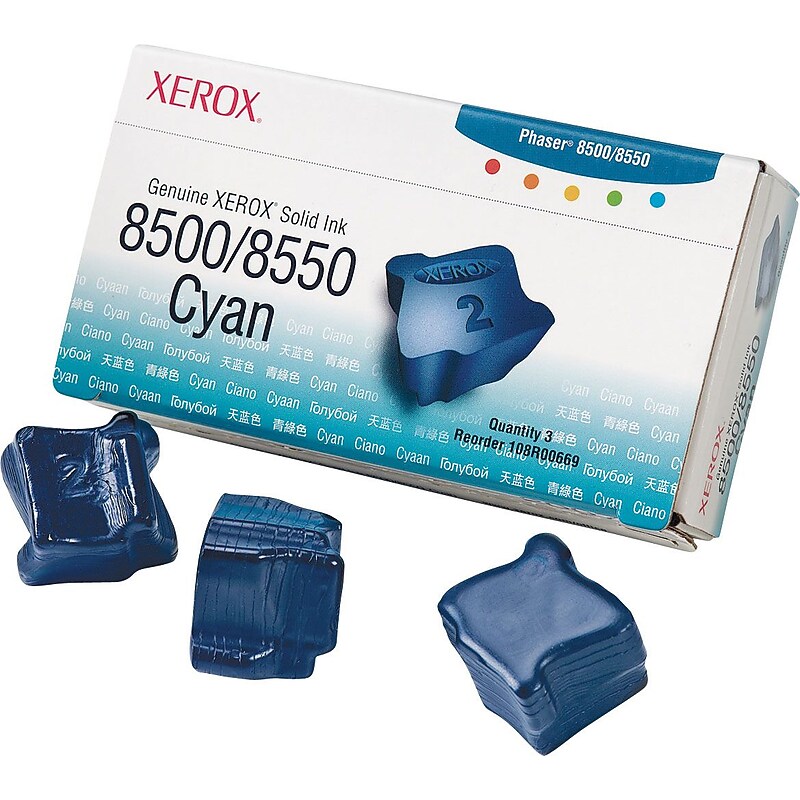 Xerox 108R00669 Cyan Standard Yield Solid Ink Cartridge, 3/Pack image 1