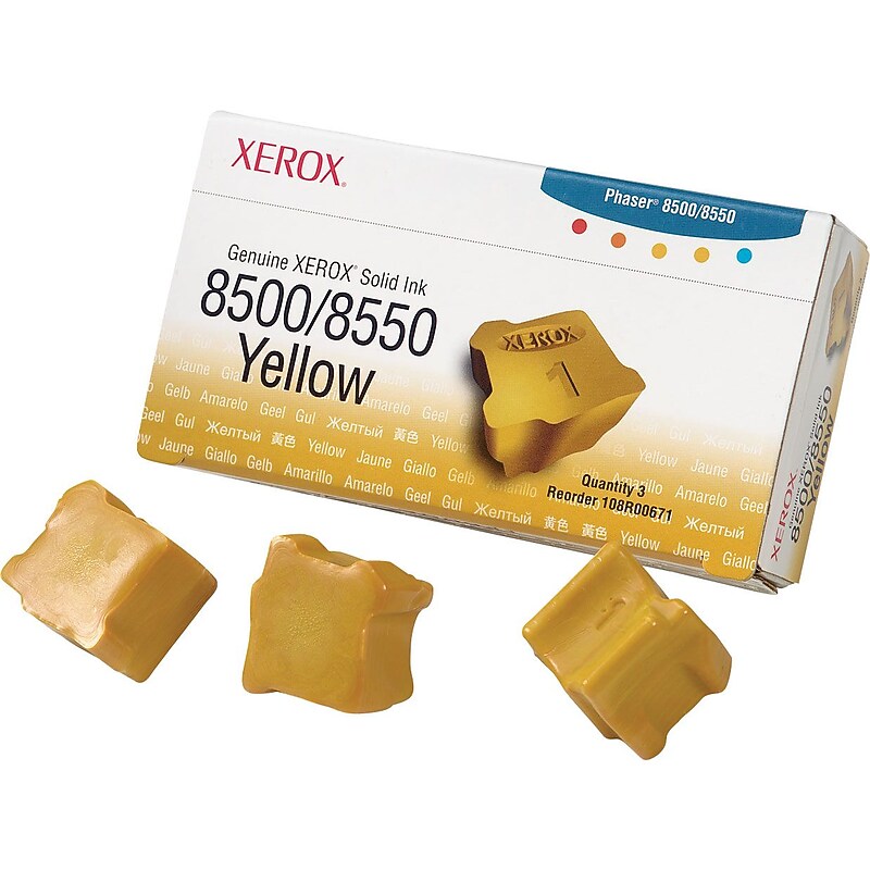 Xerox 108R00671 Yellow Standard Yield Solid Ink Cartridge, 3/Pack image 1