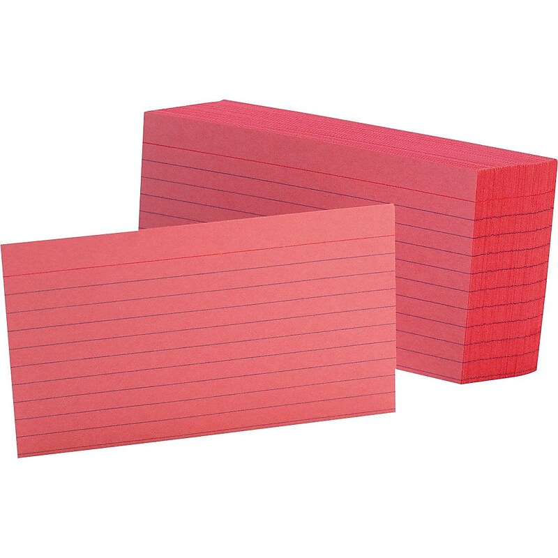 Oxford Lined Index Cards, 3" x 5", Cherry, 100 Cards/Pack (7321 CHE) image 1