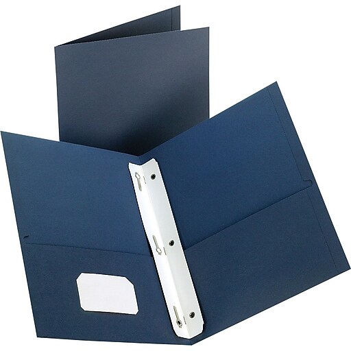 Staples® TwinPocket Portfolios with Fasteners, Dark Blue, 10/Pk, 20