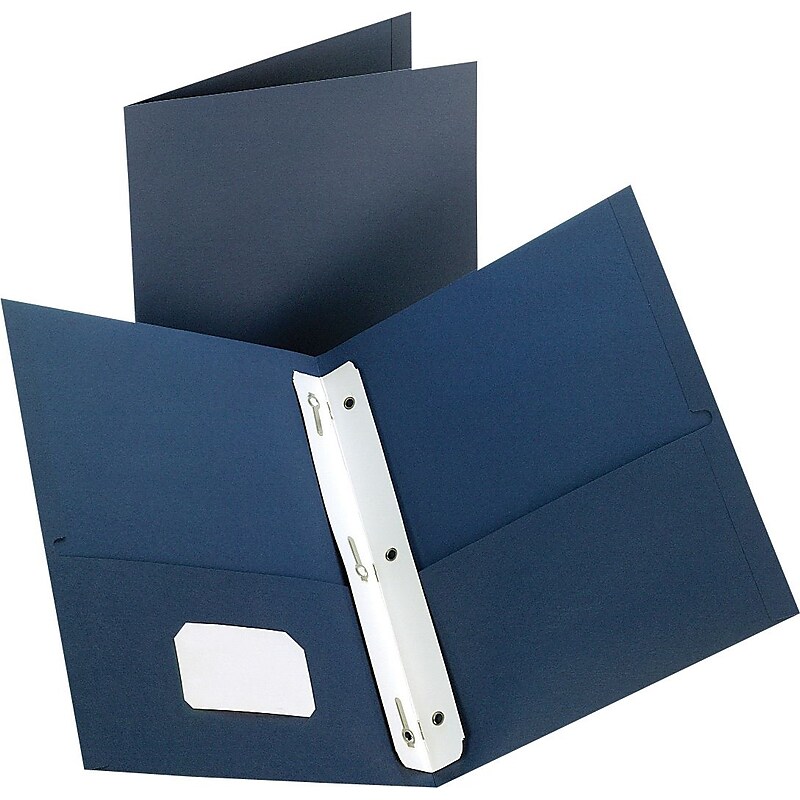 Staples® Twin-Pocket Portfolios with Fasteners, Dark Blue, 10/Pk, 20 Packs/Ct image 1