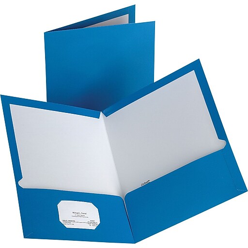Staples® 2Pocket Laminated Folders, Light Blue, 10/Pack Staples