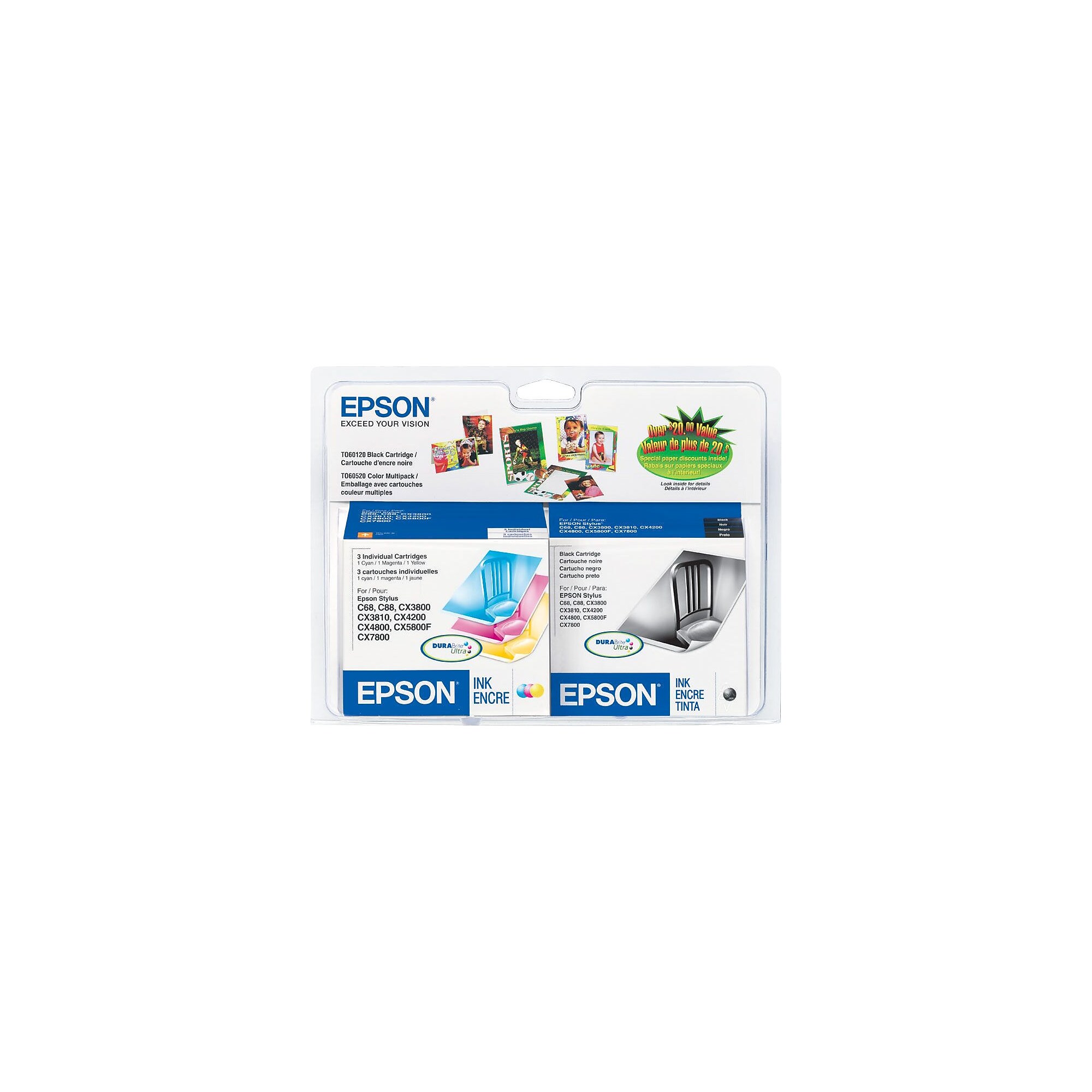 Epson T60 Black/Cyan/Magenta/Yellow Standard Yield Ink Cartridge, 4/Pack (T060120-BCS) Sansujyuku sansujyuku.com
