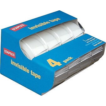 Staples Invisible Tape Caddies, 3/4" x 11.1 yds, 4/Pack (52384-P4D)