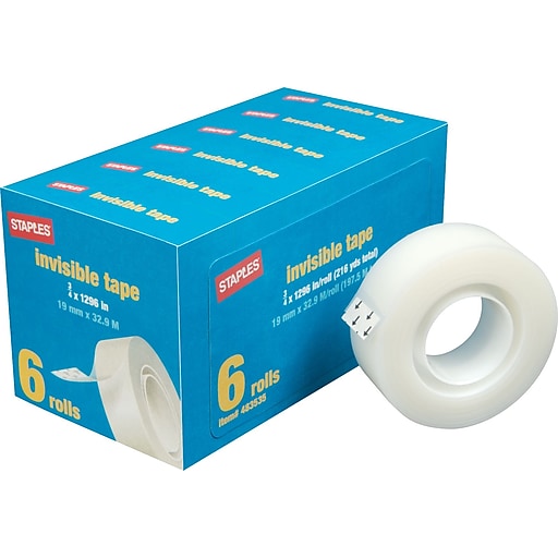 Staples® Invisible Tape, 3/4 x 1,296, 6/Pack (52380P6)