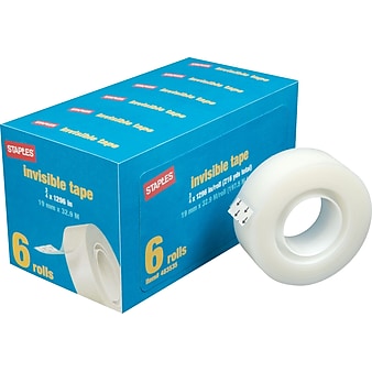 Staples® Invisible Tape, 3/4" x 1,296", 6/Pack (52380P6)