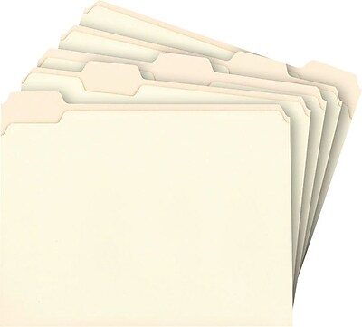Staples Manila File Folders Letter 5 Tab Assorted Position 100/Box 116699