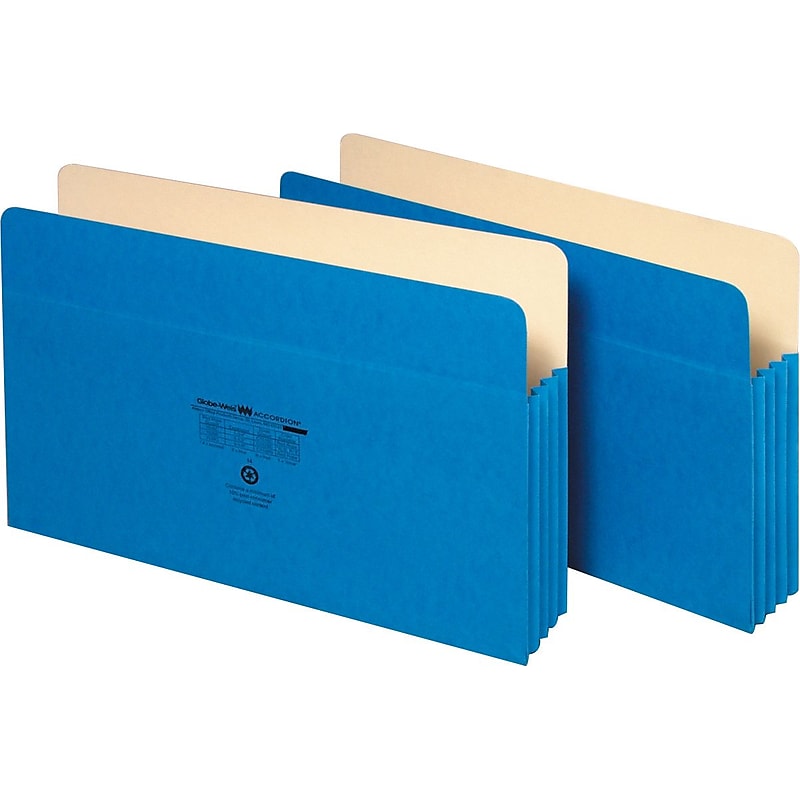 Pendaflex Reinforced File Pocket, 3 1/2" Expansion, Legal Size, Blue (1526EBLU) image 1