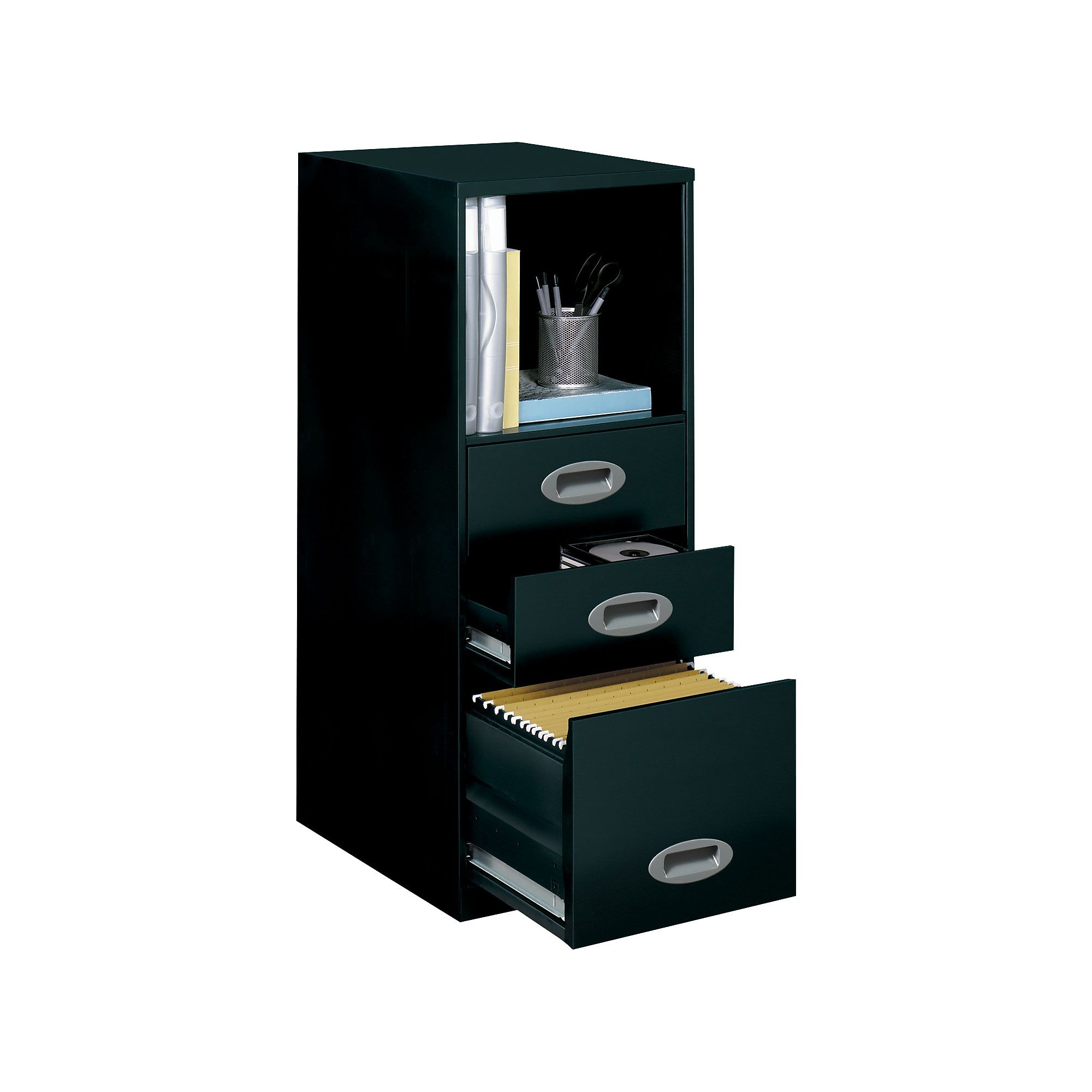 Office Designs Vertical File Cabinet with Open Storage, 18″ 3-Drawer, Letter Size, Black Sansujyuku sansujyuku.com