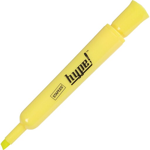 Staples® Hype!™ Highlighters, Chisel Tip, Yellow Ink, 12/Pk, 24 Packs