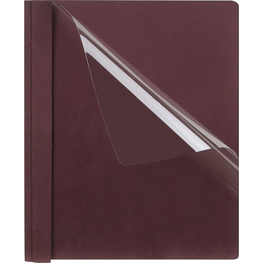 Oxford® Clear Front Report Covers with Linen Finish, Burgundy, 8 1/2" x