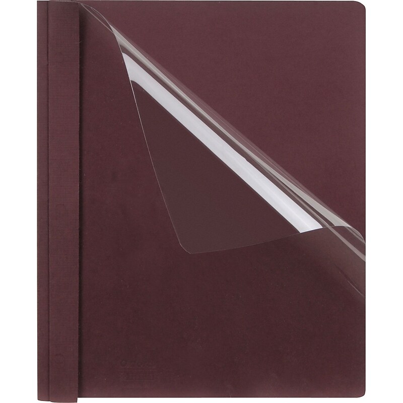 Oxford® Clear Front Report Covers with Linen Finish, Burgundy, 8 1/2" x 11", 25/Bx image 1