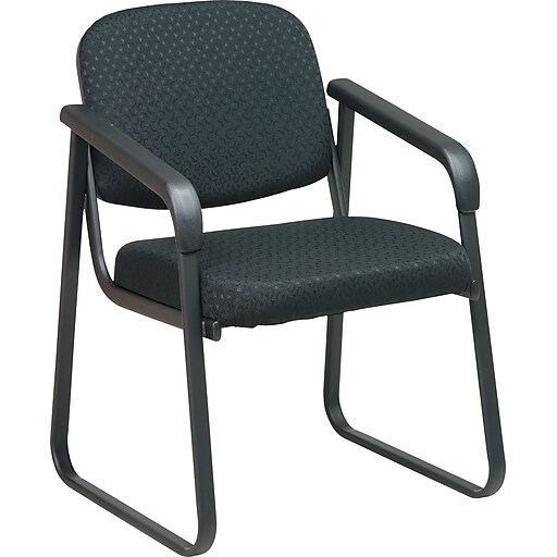 Office Star™ Deluxe Sled Base Guest Chair with Arms, Midnight Black at