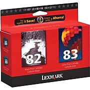 Lexmark 82/83 Black/Tri-Color Standard Yield Ink Cartridge, 2/Pack (18L0860)