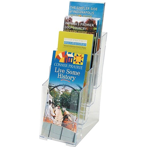 Staples Clear Plastic 4Tier Brochure Size Literature Holder, 10"H x 4