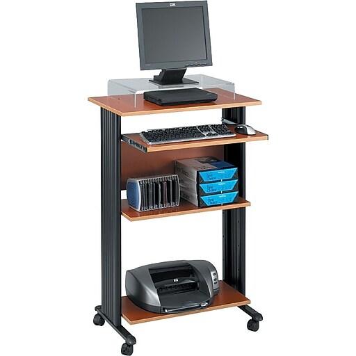 Safco® Fixed Height Stand Up Computer Workstation, Cherry Staples