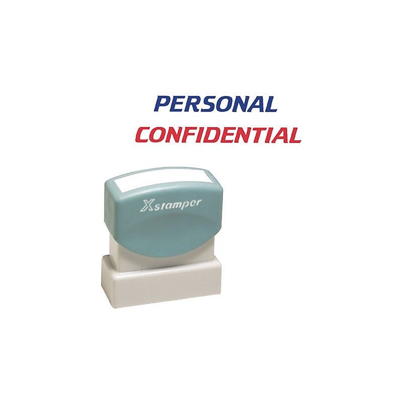 Shachihata Inc "Personal/Confidential" Pre-Inked Stamp, Blue/Red, 1/2" x 1 5/8" image 1