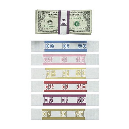 Shop Staples for PM Company Currency Straps, White/Violet, 2,000, 1,000/Pk