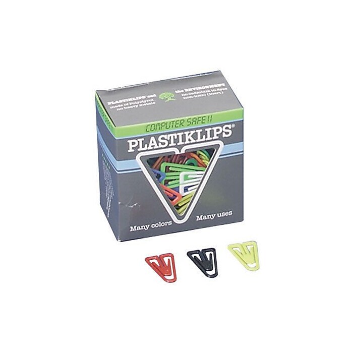 Baumgarten's Plastiklips Paper Clips, Assorted Colors, 1000 Clips