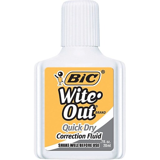 BIC® WiteOut® Brand Quick Dry Correction Fluid, White, Each Staples