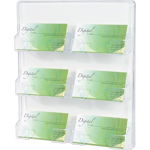 Deflecto 6 Pocket Clear Wall Mountable Business Card Holder