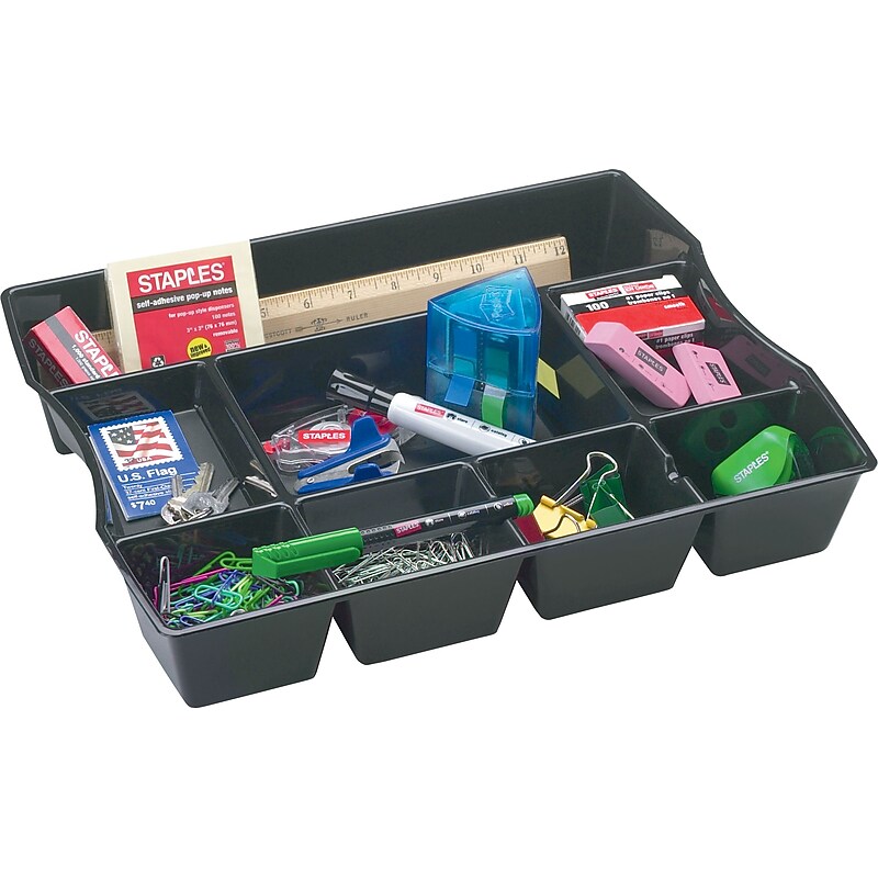 Staples Black Plastic Deep Drawer Organizer (12764) image 1
